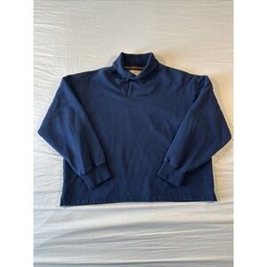 Orvis Shawl Collar Button Sweater Hook Loop Men Size XXL Navy Blue Pullover